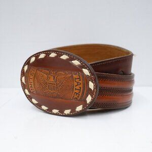 United States Buckle Mens Handmade Leather Western Belt 34 Chambers Brazos Joe